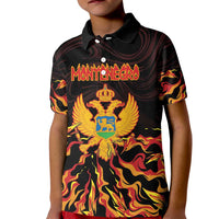 Personalized Montenegro Kid Polo Shirt Coat Of Arms Fire Style - Wonder Print Shop