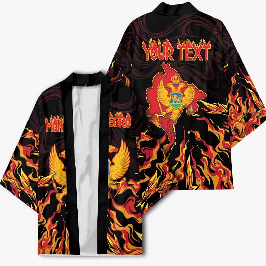 Personalized Montenegro Kimono Coat Of Arms Fire Style - Wonder Print Shop