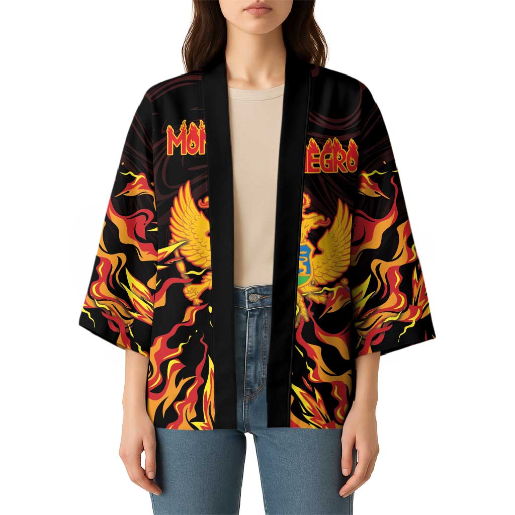 Personalized Montenegro Kimono Coat Of Arms Fire Style - Wonder Print Shop