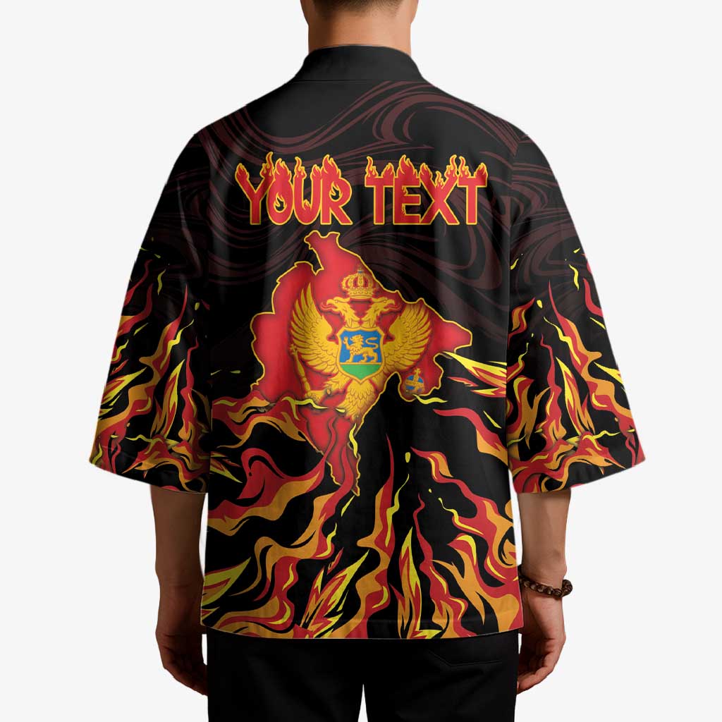 Personalized Montenegro Kimono Coat Of Arms Fire Style - Wonder Print Shop