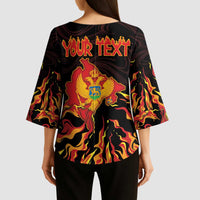 Personalized Montenegro Kimono Sleeve Blouse Coat Of Arms Fire Style - Wonder Print Shop