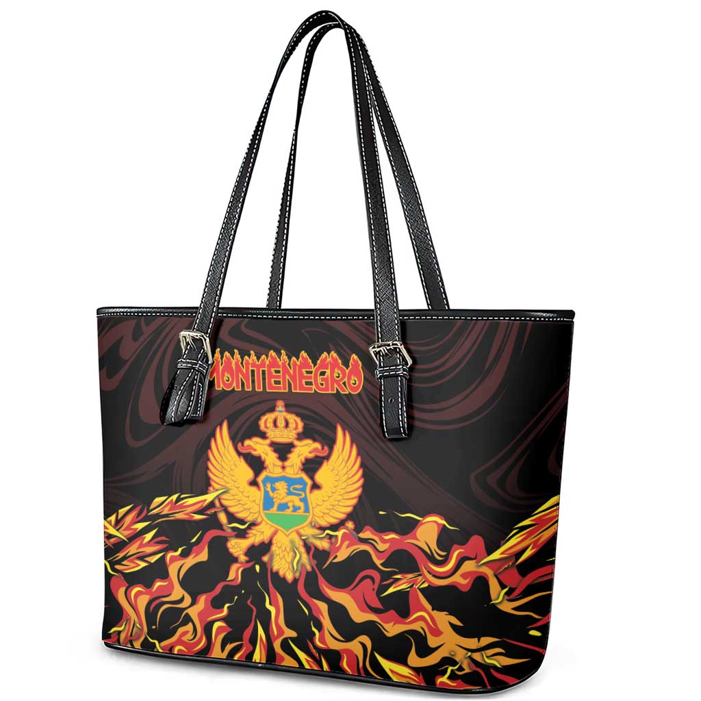 Montenegro Leather Tote Bag Coat Of Arms Fire Style - Wonder Print Shop