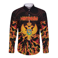 Personalized Montenegro Long Sleeve Button Shirt Coat Of Arms Fire Style - Wonder Print Shop