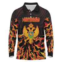 Personalized Montenegro Long Sleeve Polo Shirt Coat Of Arms Fire Style - Wonder Print Shop
