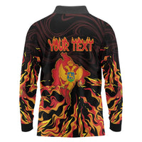 Personalized Montenegro Long Sleeve Polo Shirt Coat Of Arms Fire Style - Wonder Print Shop