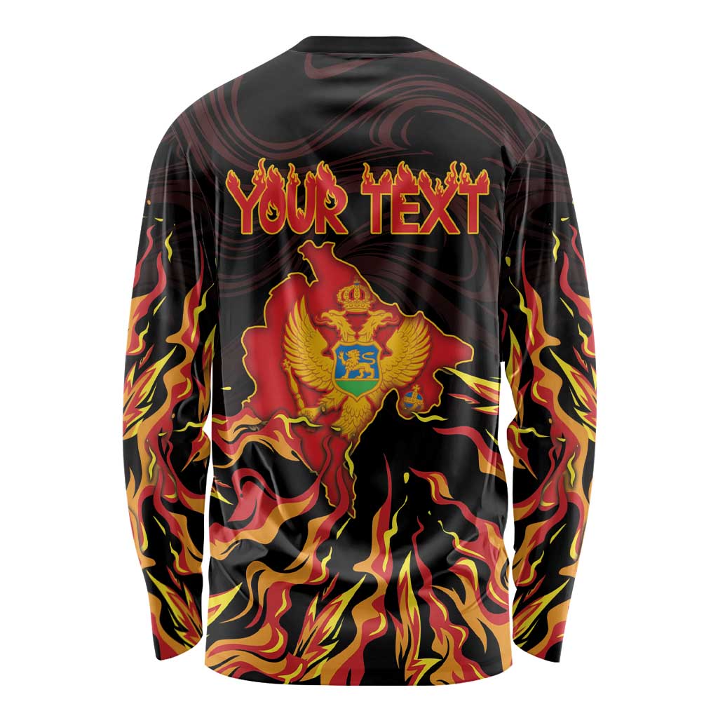 Personalized Montenegro Long Sleeve Shirt Coat Of Arms Fire Style - Wonder Print Shop