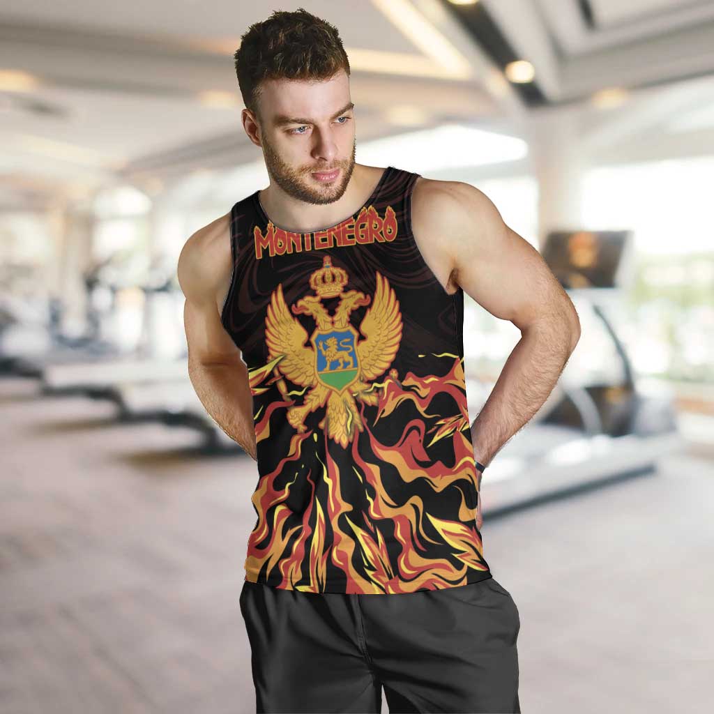 Personalized Montenegro Men Tank Top Coat Of Arms Fire Style - Wonder Print Shop