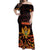 Personalized Montenegro Off Shoulder Maxi Dress Coat Of Arms Fire Style - Wonder Print Shop