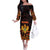 Personalized Montenegro Off The Shoulder Long Sleeve Dress Coat Of Arms Fire Style - Wonder Print Shop