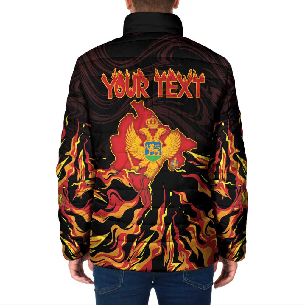 Personalized Montenegro Padded Jacket Coat Of Arms Fire Style - Wonder Print Shop