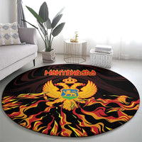 Montenegro Round Carpet Coat Of Arms Fire Style - Wonder Print Shop