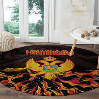 Montenegro Round Carpet Coat Of Arms Fire Style - Wonder Print Shop