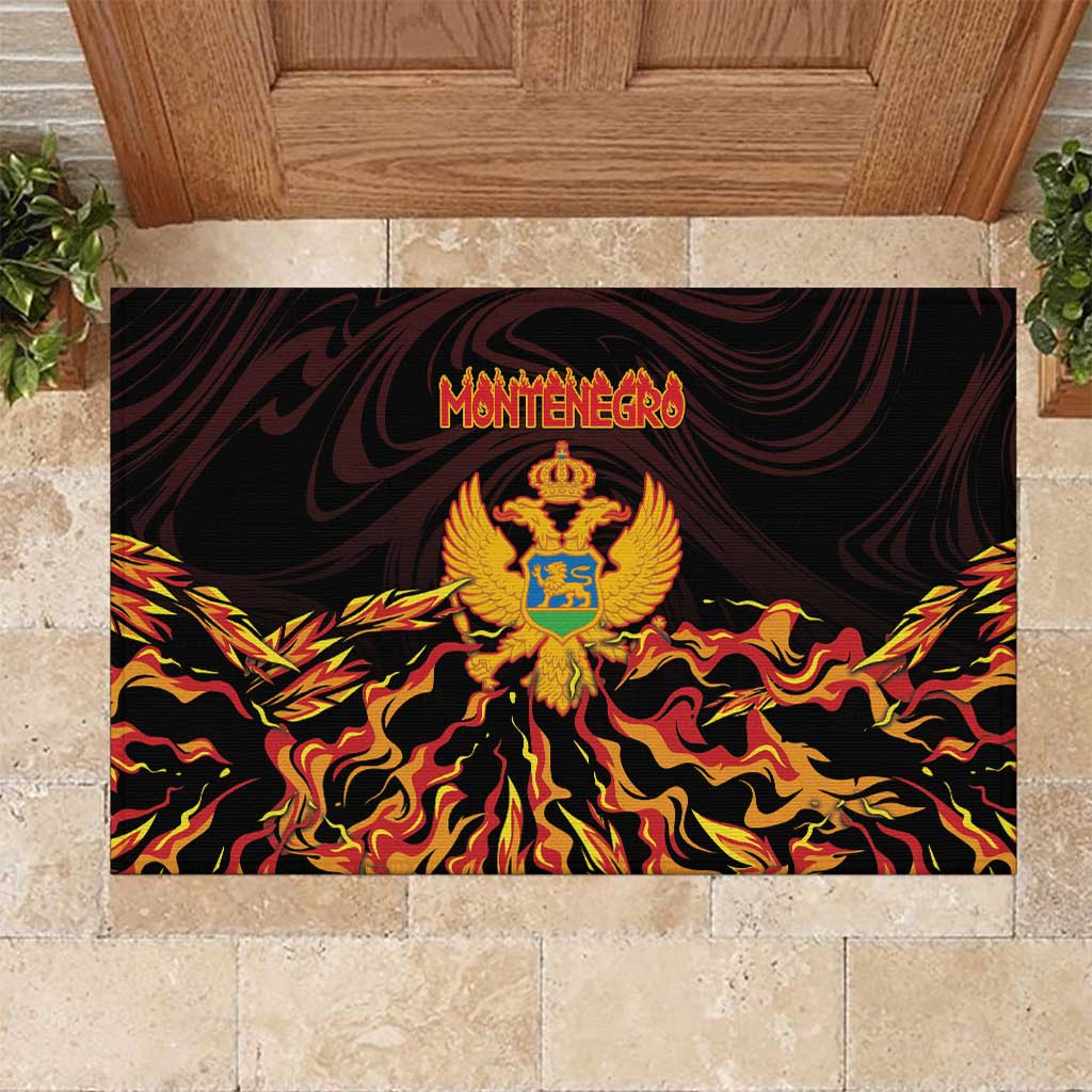 Montenegro Rubber Doormat Coat Of Arms Fire Style - Wonder Print Shop