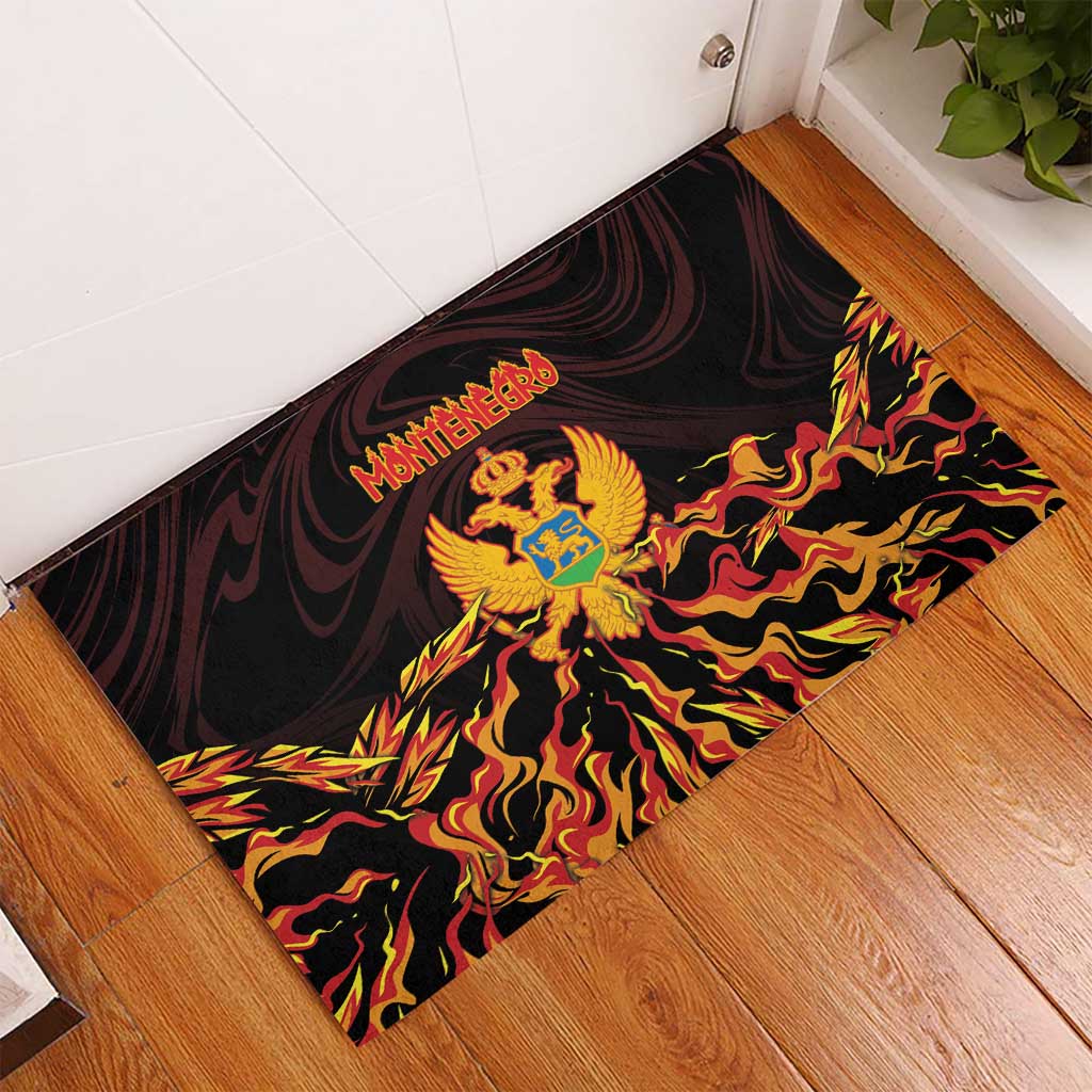 Montenegro Rubber Doormat Coat Of Arms Fire Style - Wonder Print Shop