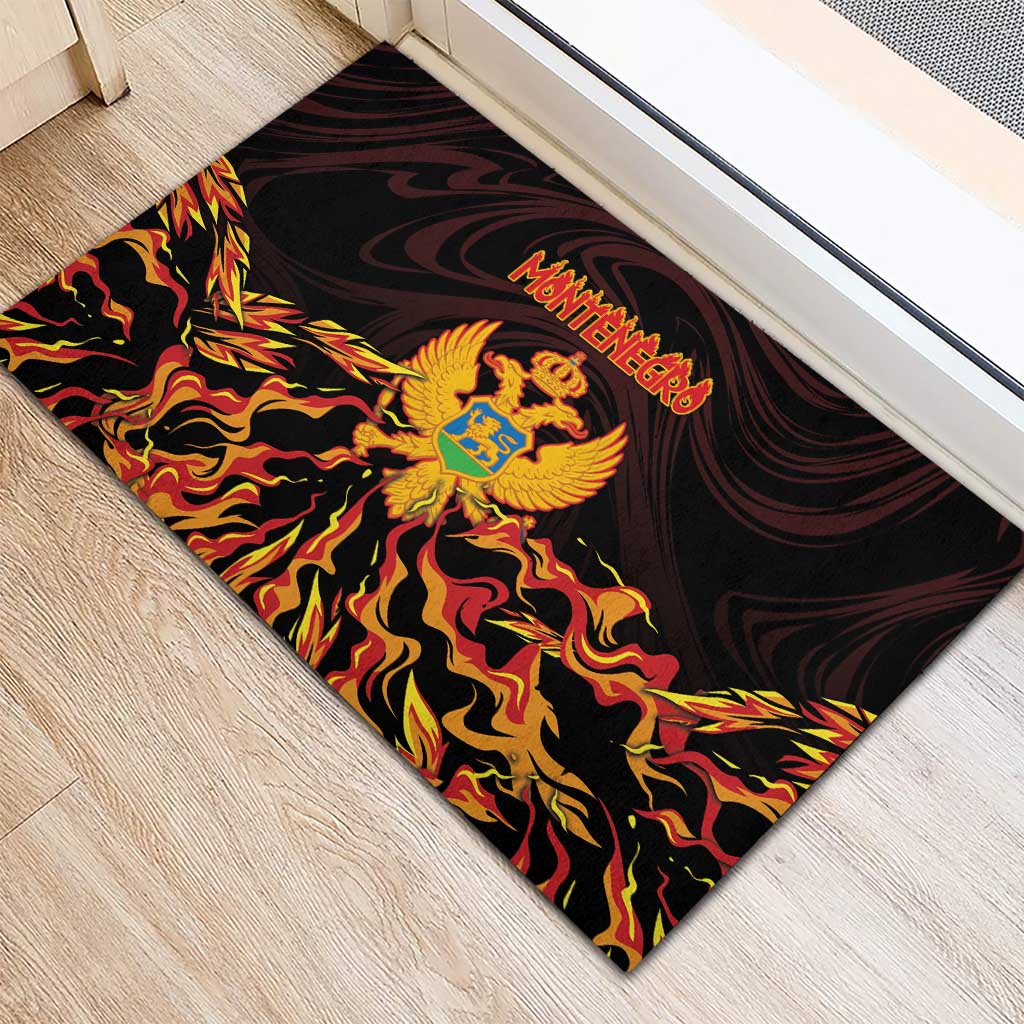Montenegro Rubber Doormat Coat Of Arms Fire Style - Wonder Print Shop