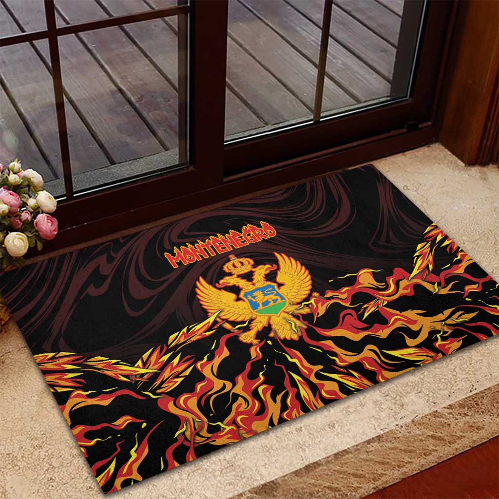 Montenegro Rubber Doormat Coat Of Arms Fire Style - Wonder Print Shop