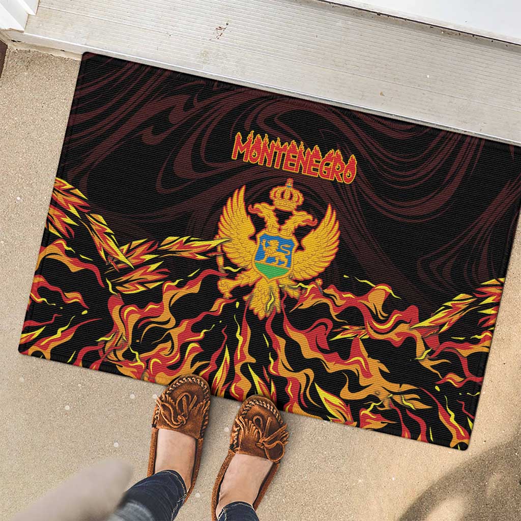 Montenegro Rubber Doormat Coat Of Arms Fire Style - Wonder Print Shop