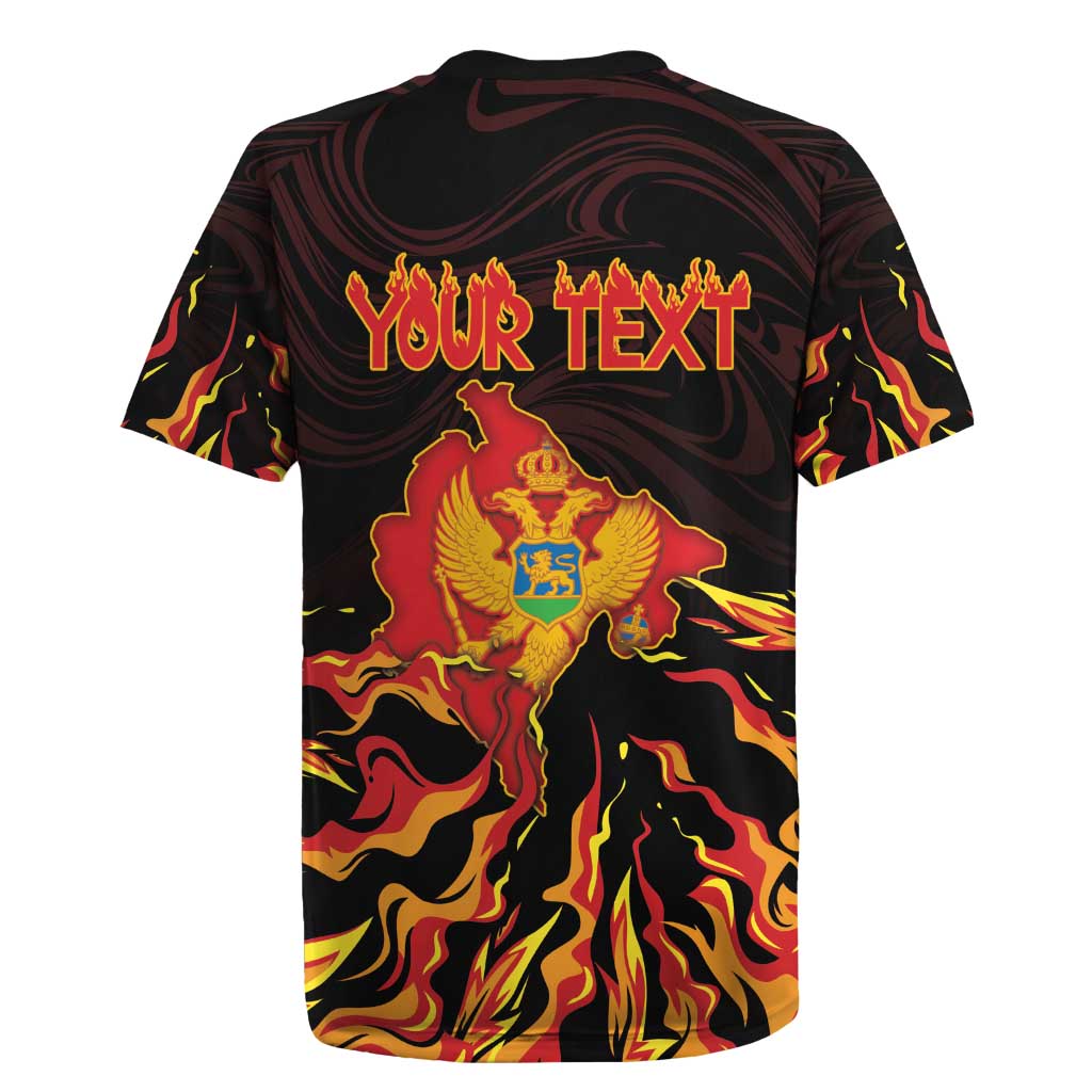 Personalized Montenegro Rugby Jersey Coat Of Arms Fire Style - Wonder Print Shop