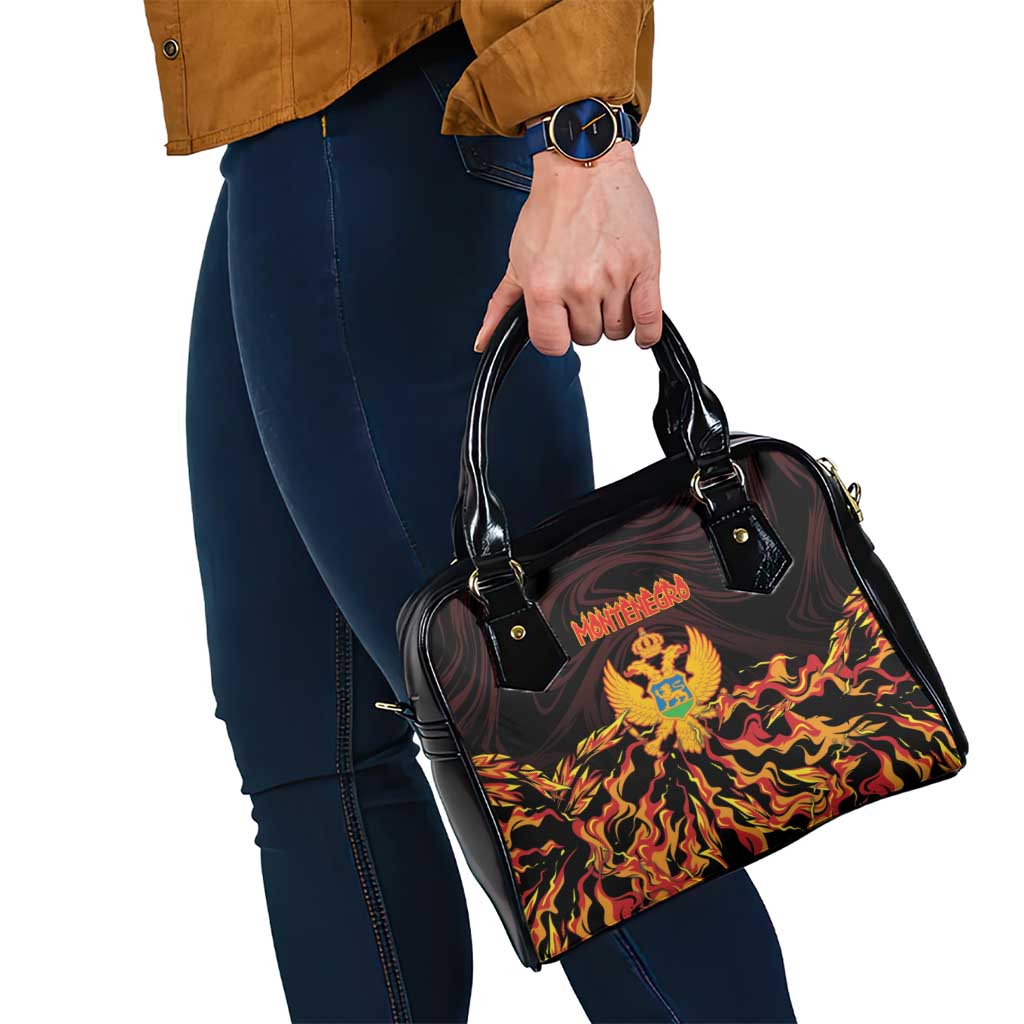Montenegro Shoulder Handbag Coat Of Arms Fire Style - Wonder Print Shop