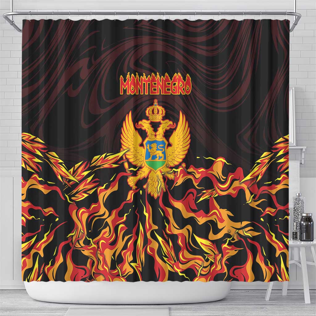 Montenegro Shower Curtain Coat Of Arms Fire Style - Wonder Print Shop