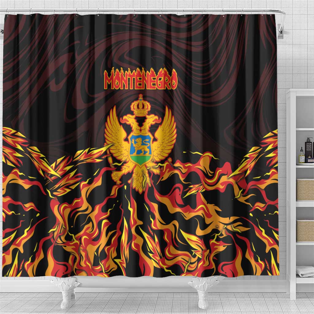 Montenegro Shower Curtain Coat Of Arms Fire Style - Wonder Print Shop