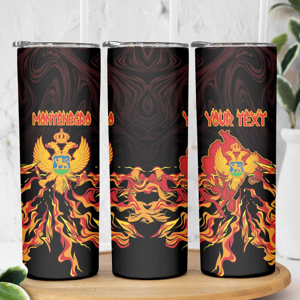 Personalized Montenegro Skinny Tumbler Coat Of Arms Fire Style - Wonder Print Shop