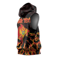 Personalized Montenegro Sleeveless Hoodie Coat Of Arms Fire Style - Wonder Print Shop