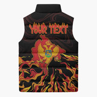 Personalized Montenegro Sleeveless Puffer Jacket Coat Of Arms Fire Style - Wonder Print Shop