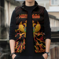 Personalized Montenegro Sleeveless Puffer Jacket Coat Of Arms Fire Style - Wonder Print Shop
