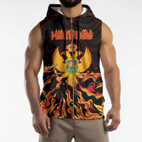 Personalized Montenegro Sleeveless Zip Hoodie Coat Of Arms Fire Style - Wonder Print Shop