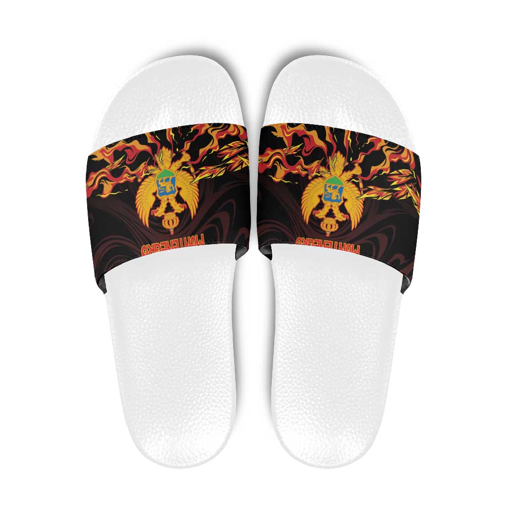 Montenegro Slide Sandals Coat Of Arms Fire Style - Wonder Print Shop