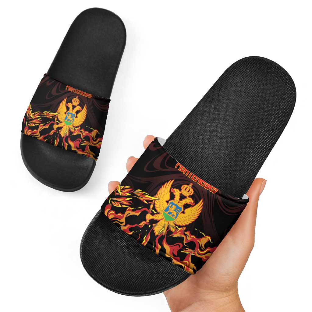 Montenegro Slide Sandals Coat Of Arms Fire Style - Wonder Print Shop