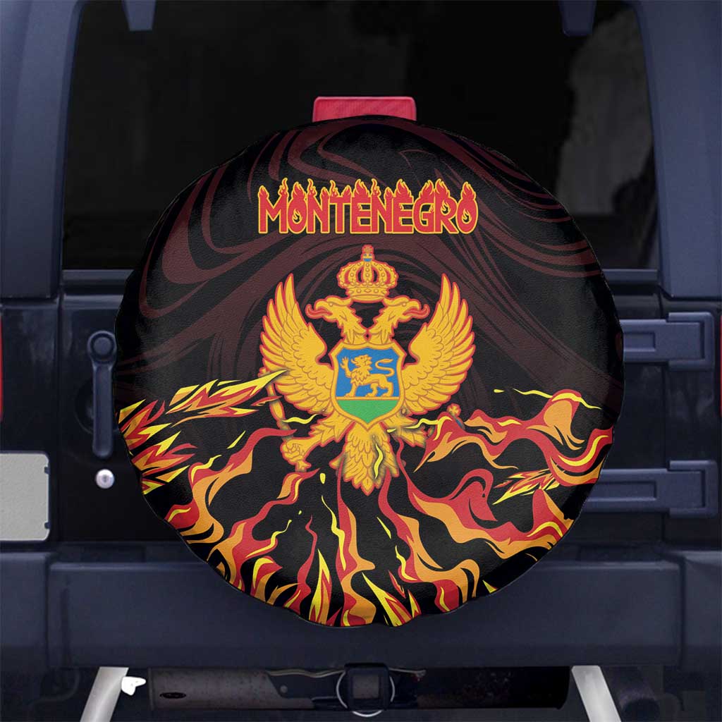 Montenegro Spare Tire Cover Coat Of Arms Fire Style - Wonder Print Shop
