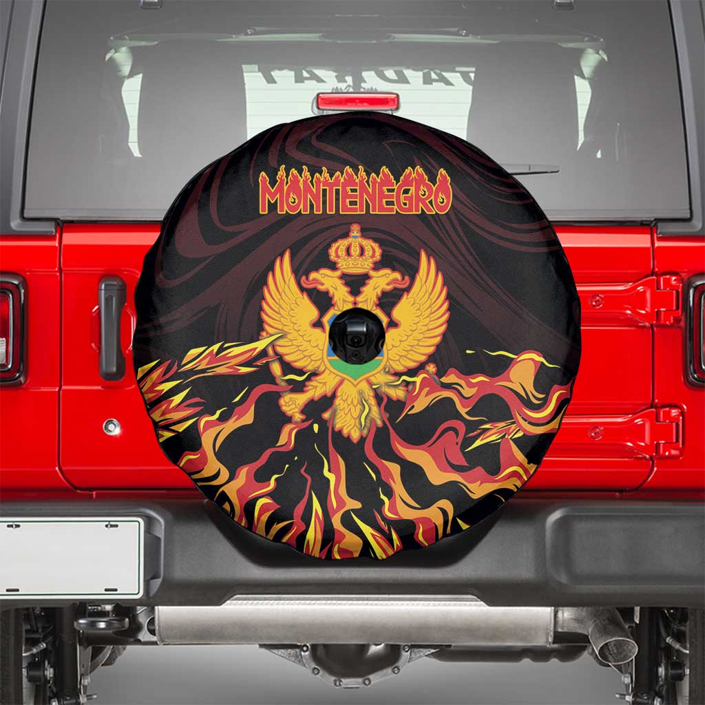Montenegro Spare Tire Cover Coat Of Arms Fire Style - Wonder Print Shop