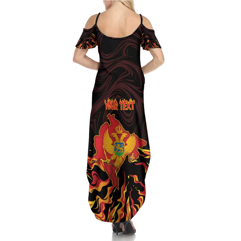 Personalized Montenegro Summer Maxi Dress Coat Of Arms Fire Style - Wonder Print Shop