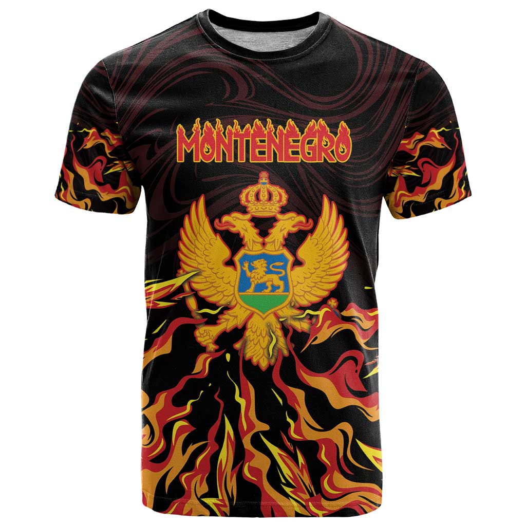 Personalized Montenegro T Shirt Coat Of Arms Fire Style - Wonder Print Shop