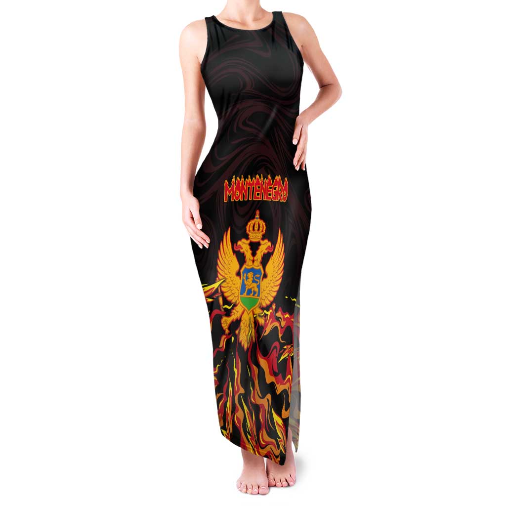 Personalized Montenegro Tank Maxi Dress Coat Of Arms Fire Style - Wonder Print Shop