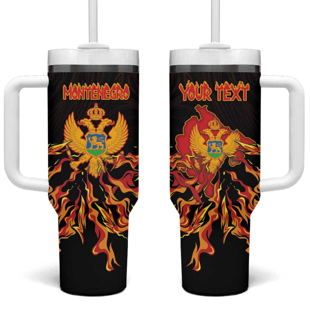 Personalized Montenegro Tumbler With Handle Coat Of Arms Fire Style - Wonder Print Shop