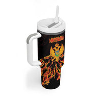 Personalized Montenegro Tumbler With Handle Coat Of Arms Fire Style - Wonder Print Shop