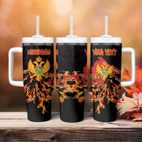 Personalized Montenegro Tumbler With Handle Coat Of Arms Fire Style - Wonder Print Shop