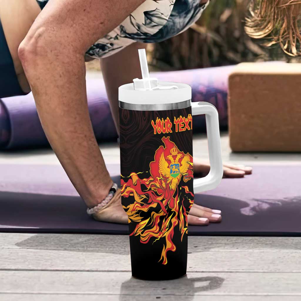 Personalized Montenegro Tumbler With Handle Coat Of Arms Fire Style - Wonder Print Shop
