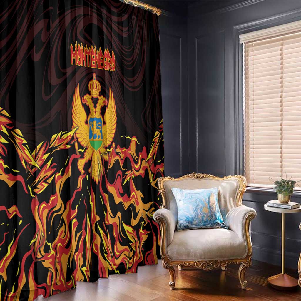 Montenegro Window Curtain Coat Of Arms Fire Style - Wonder Print Shop
