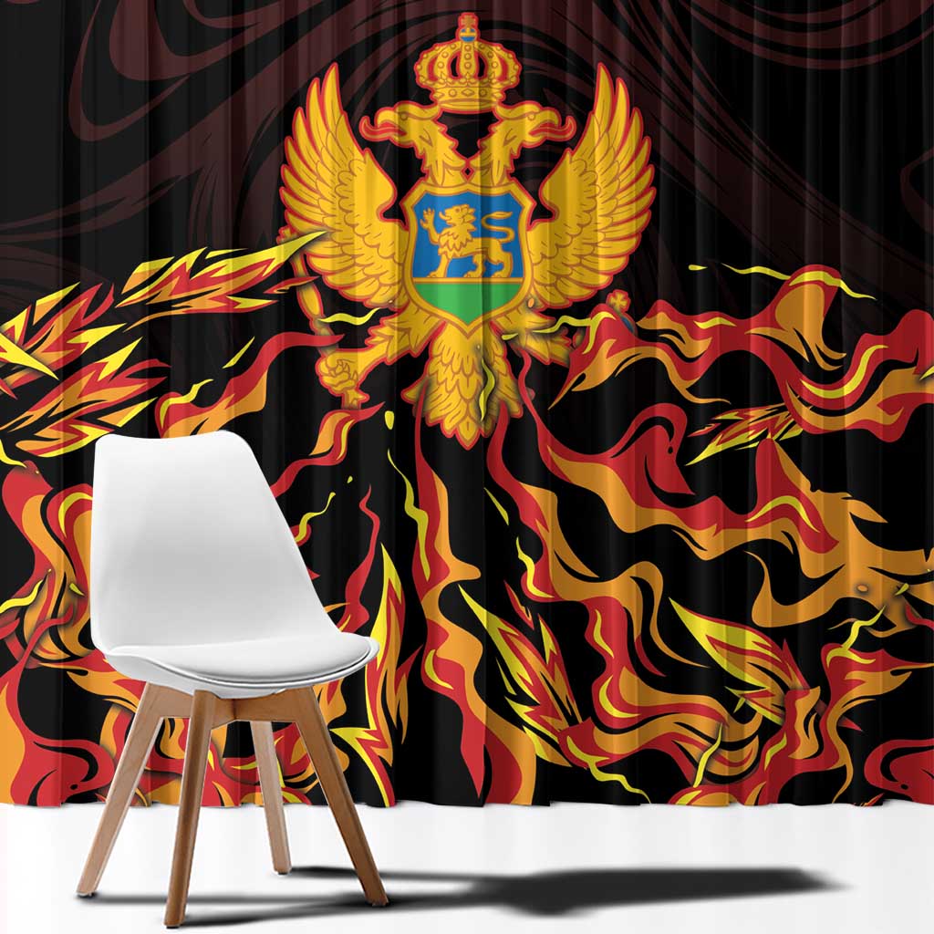 Montenegro Window Curtain Coat Of Arms Fire Style - Wonder Print Shop