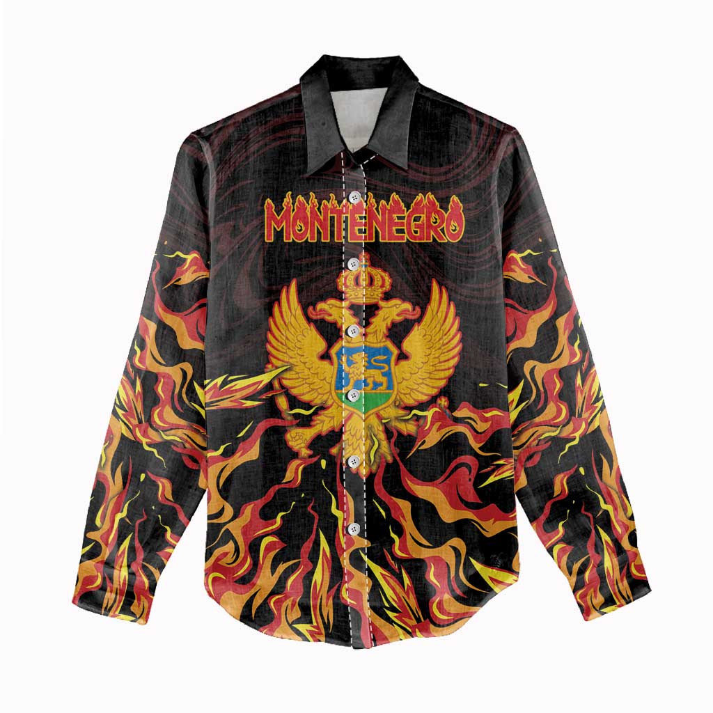 Personalized Montenegro Women Casual Shirt Coat Of Arms Fire Style - Wonder Print Shop