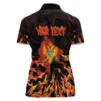 Personalized Montenegro Women Polo Shirt Coat Of Arms Fire Style - Wonder Print Shop