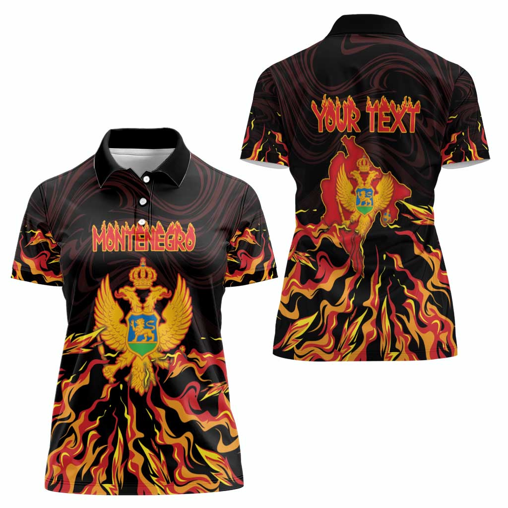Personalized Montenegro Women Polo Shirt Coat Of Arms Fire Style - Wonder Print Shop