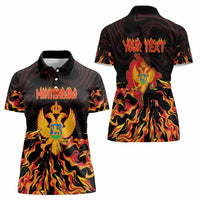 Personalized Montenegro Women Polo Shirt Coat Of Arms Fire Style - Wonder Print Shop