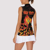 Personalized Montenegro Women Sleeveless Polo Shirt Coat Of Arms Fire Style - Wonder Print Shop