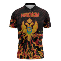 Personalized Montenegro Zipper Polo Shirt Coat Of Arms Fire Style - Wonder Print Shop