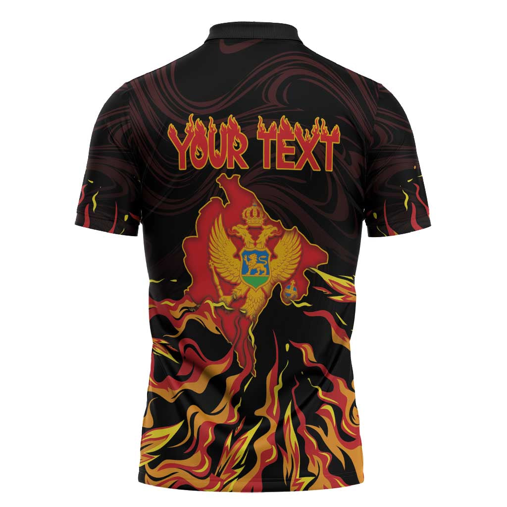 Personalized Montenegro Zipper Polo Shirt Coat Of Arms Fire Style - Wonder Print Shop